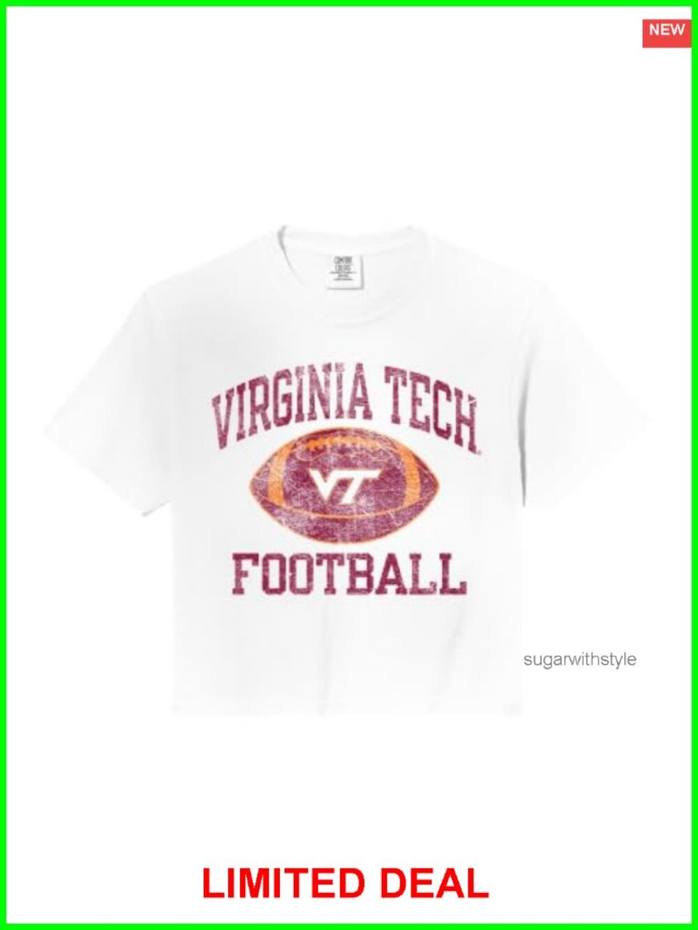 Virginia Tech Hokies Football Intensity Vintage Comfort Colors Crop Top